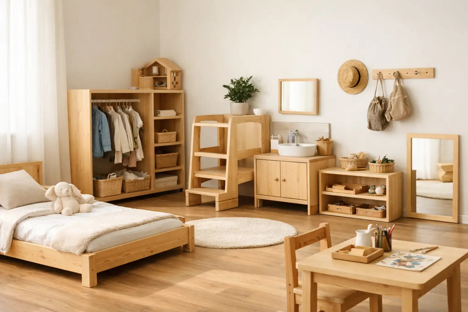 Cameră Montessori pentru autonomie zilnică