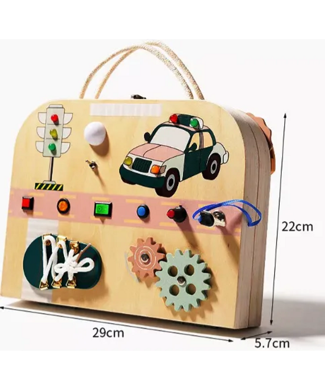 Geantă Pliabilă din Lemn – Panou Activități Montessori