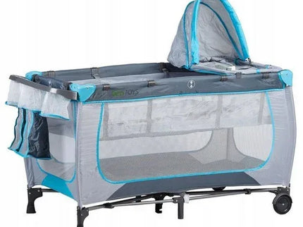 Patut pliabil accesorizat Ecotoys - Gri - Resigilat (husa transport rupta) - Bebeboo - Totul pentru copii. Jucării, Hăinuțe, Perne, Mobilier, Textile