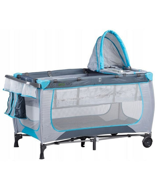 Patut pliabil accesorizat Ecotoys - Gri - Resigilat (husa transport rupta)