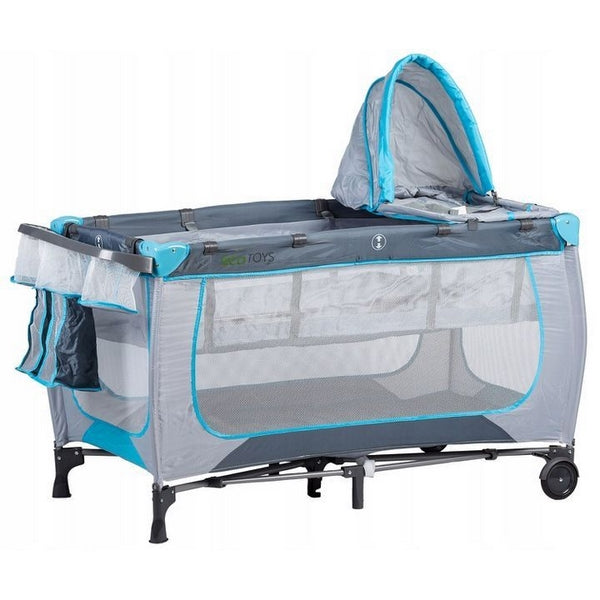 Patut pliabil accesorizat Ecotoys - Gri - Resigilat (husa transport rupta)