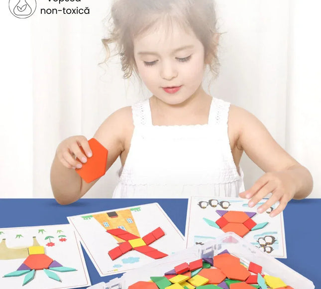 Atelierul de Forme geometrice din lemn și cartonașe, 3 ani+ - Bebeboo - Totul pentru copii. Jucării, Hăinuțe, Perne, Mobilier, Textile