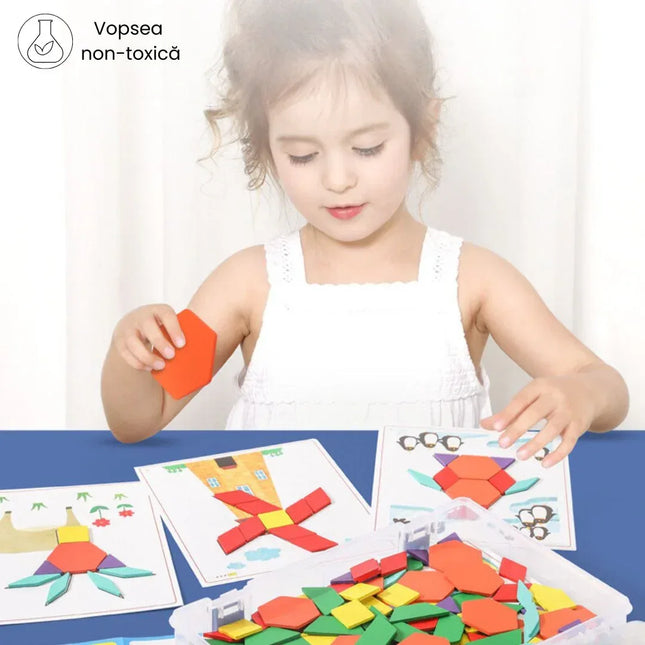 Atelierul de Forme geometrice din lemn și cartonașe, 3 ani+ - Bebeboo - Totul pentru copii. Jucării, Hăinuțe, Perne, Mobilier, Textile