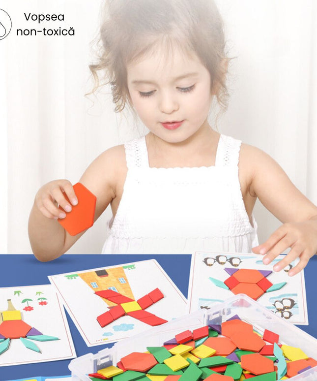 Atelierul de Forme geometrice din lemn și cartonașe, 3 ani+