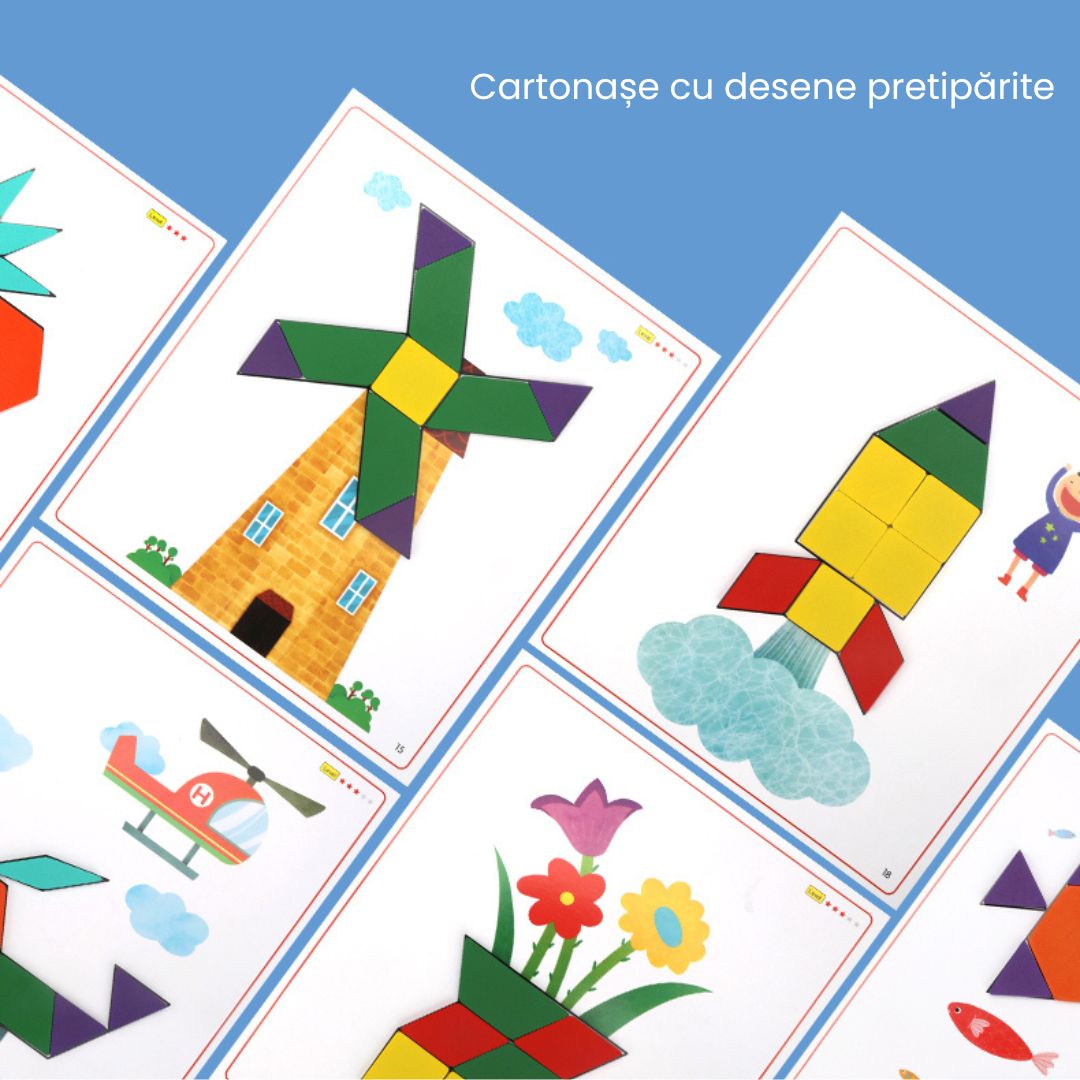 Atelierul de Forme geometrice din lemn și cartonașe, 3 ani+