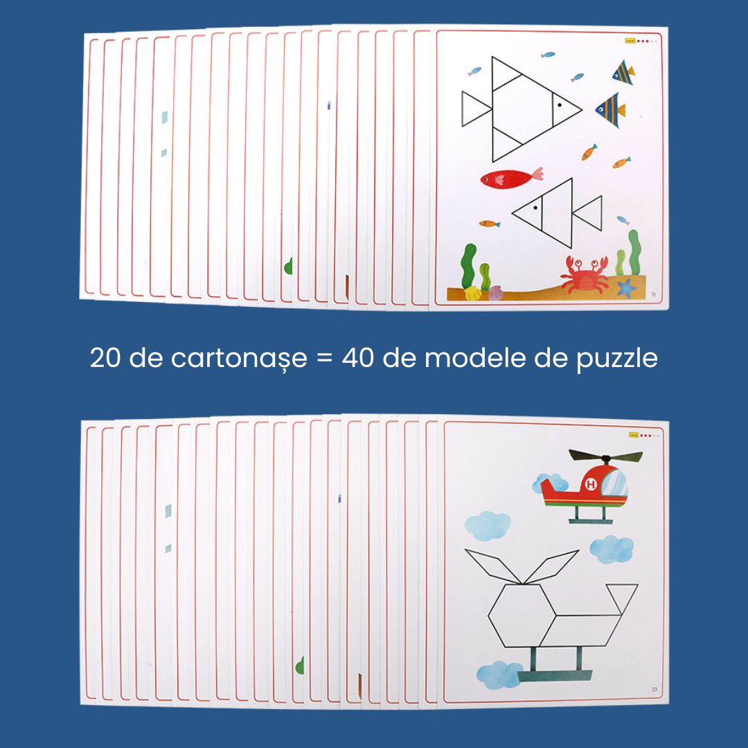 Atelierul de Forme geometrice din lemn și cartonașe, 3 ani+