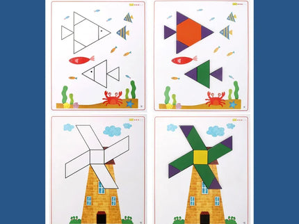 Atelierul de Forme geometrice din lemn și cartonașe, 3 ani+ - Bebeboo - Totul pentru copii. Jucării, Hăinuțe, Perne, Mobilier, Textile