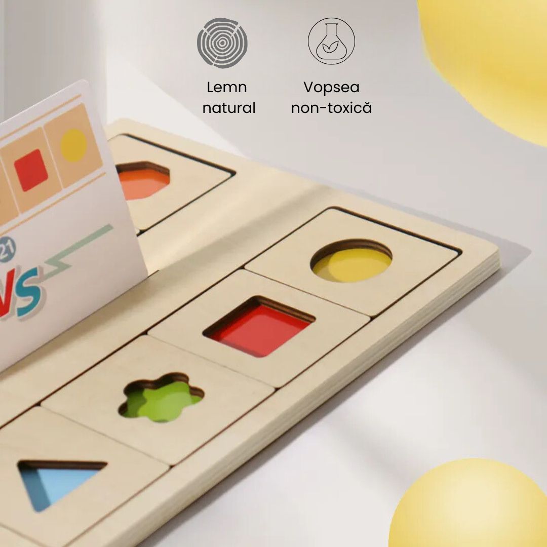 Puzzle interactiv de potrivire a Formelor și Culorilor, 3 ani+