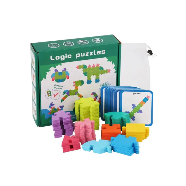 Puzzle logic cu 65 piese din lemn, 3 ani+ - Bebeboo - Totul pentru copii. Jucării, Hăinuțe, Perne, Mobilier, Textile