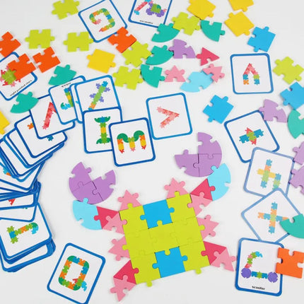 Puzzle logic cu 65 piese din lemn, 3 ani+