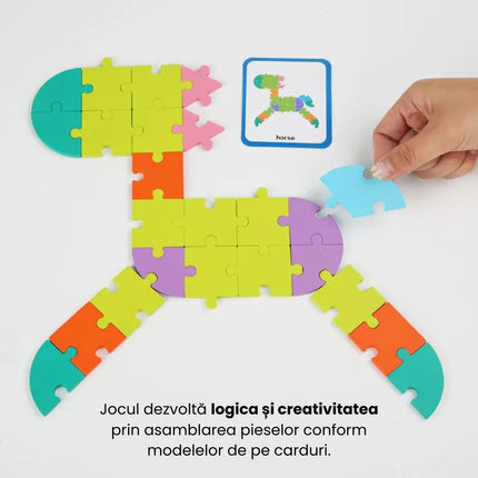 Puzzle logic cu 65 piese din lemn, 3 ani+