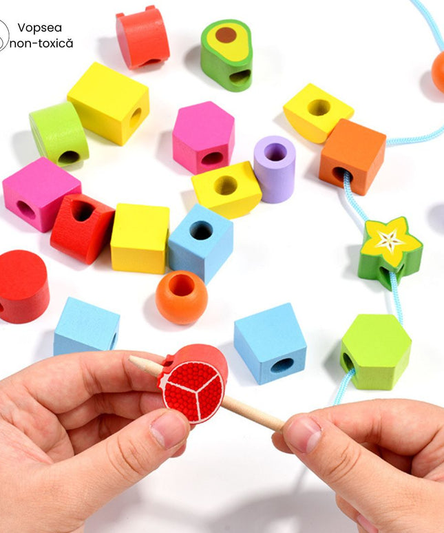 Turnul formelor și al fructelor, 10 carduri cu modele, 3 ani+