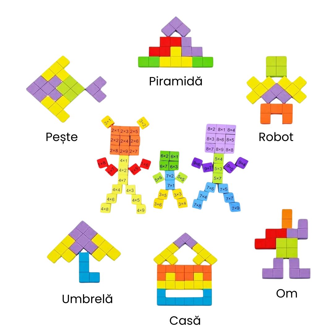 Joc educativ de Învățare a tablei înmulțirii, 81 piese, 5 ani+