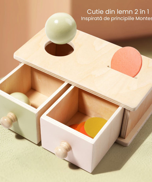 Cutie Montessori cu 2 sertare, 1 an+