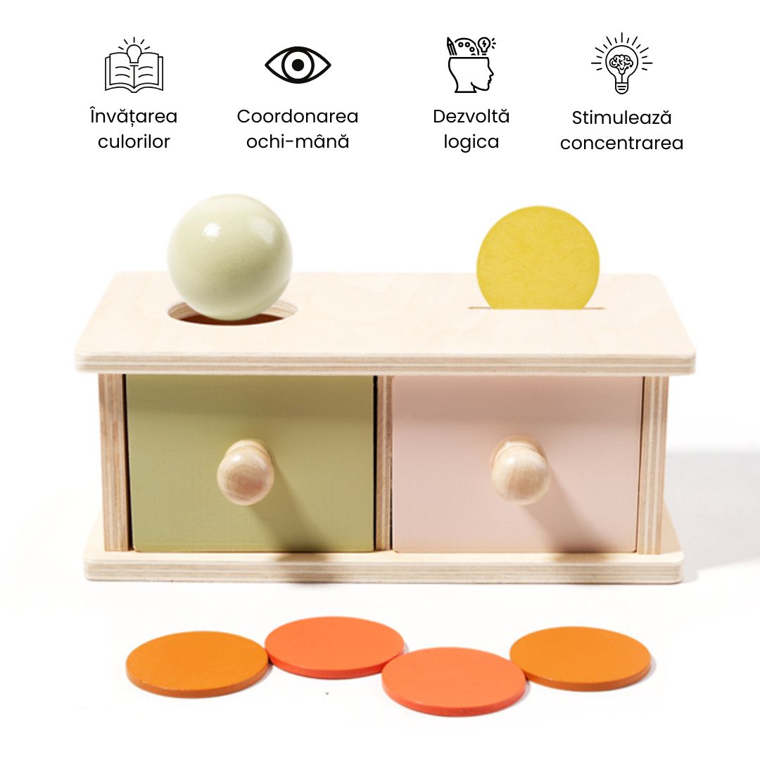 Cutie Montessori cu 2 sertare, 1 an+