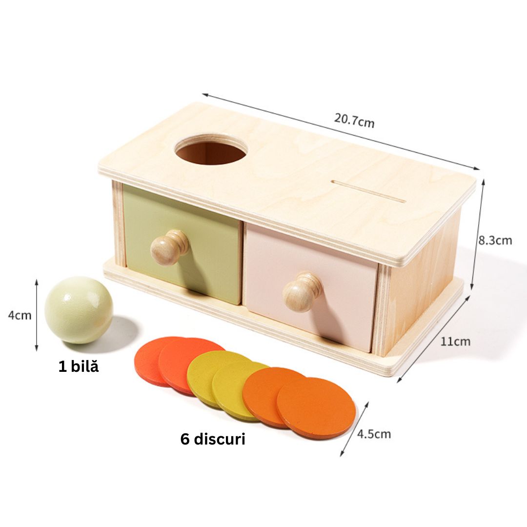 Cutie Montessori cu 2 sertare, 1 an+