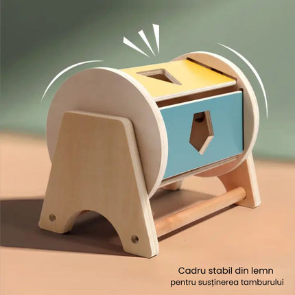 Joc de tip Montessori, Tambur cu forme geometrice, 1 an+