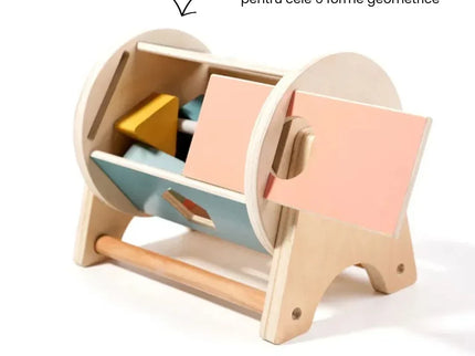 Joc de tip Montessori, Tambur cu forme geometrice, 1 an+ - Bebeboo - Totul pentru copii. Jucării, Hăinuțe, Perne, Mobilier, Textile