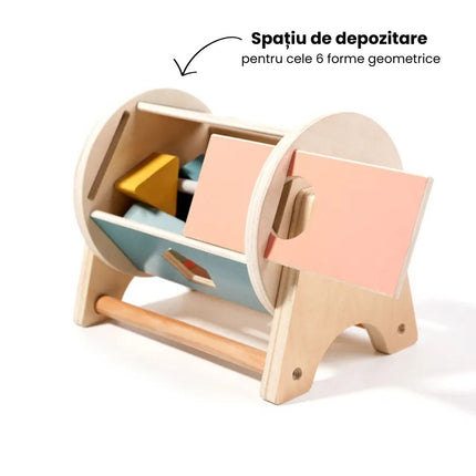 Joc de tip Montessori, Tambur cu forme geometrice, 1 an+