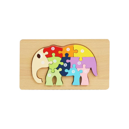 Puzzle 3D Montessori din lemn, 10 piese, 2 ani+