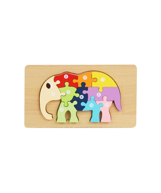 Puzzle 3D Montessori din lemn, 10 piese, 2 ani+