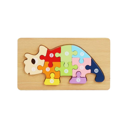 Puzzle 3D Montessori din lemn, 10 piese, 2 ani+