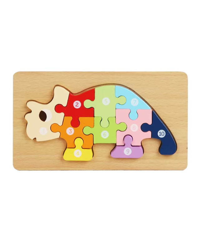 Puzzle 3D Montessori din lemn, 10 piese, 2 ani+