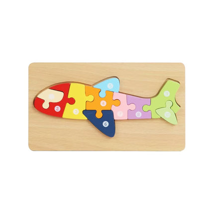 Puzzle 3D Montessori din lemn, 10 piese, 2 ani+