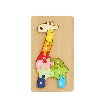 Puzzle 3D Montessori din lemn, 10 piese, 2 ani+