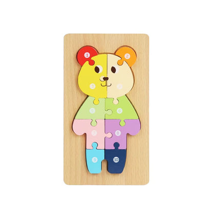 Puzzle 3D Montessori din lemn, 10 piese, 2 ani+