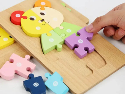 Puzzle 3D Montessori din lemn, 10 piese, 2 ani+ - Bebeboo - Totul pentru copii. Jucării, Hăinuțe, Perne, Mobilier, Textile