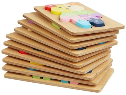 Puzzle 3D Montessori din lemn, 10 piese, 2 ani+ - Bebeboo - Totul pentru copii. Jucării, Hăinuțe, Perne, Mobilier, Textile