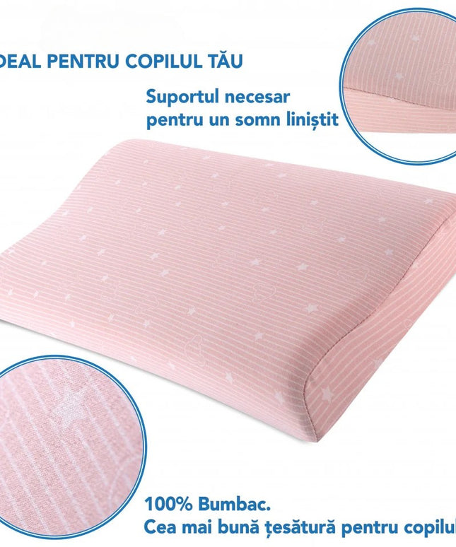 Perna pentru copii Toddler - Pattern Roz 24+ luni Hipoalergenica, din spuma cu memorie
