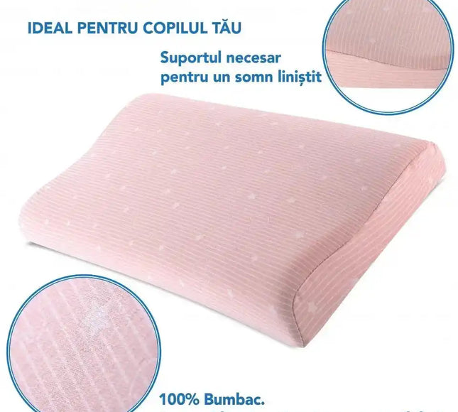Perna pentru copii Toddler - Pattern Roz 24+ luni Hipoalergenica, din spuma cu memorie - Bebeboo - Totul pentru copii. Jucării, Hăinuțe, Perne, Mobilier, Textile