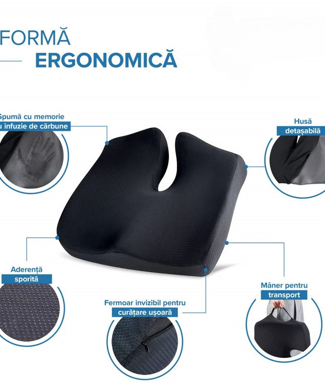Perna de șezut pentru gravide | Perna Ortopedica Suport Coccis Confort pentru scaun de birou sau masina cu spuma cu memorie