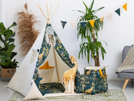 Cort teepee pentru copii, 110 cm x 110 cm - Safari - Bebeboo - Totul pentru copii. Jucării, Hăinuțe, Perne, Mobilier, Textile