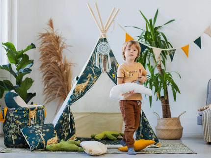Cort teepee pentru copii, 110 cm x 110 cm - Safari - Bebeboo - Totul pentru copii. Jucării, Hăinuțe, Perne, Mobilier, Textile