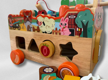 Mașinuță Interactivă din Lemn – Fermă Montessori cu 8 Activități Educaționale - Bebeboo - Totul pentru copii. Jucării, Hăinuțe, Perne, Mobilier, Textile