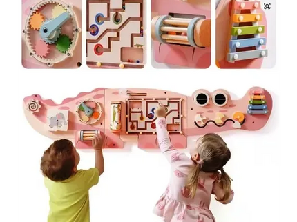 Busy Board din Lemn pentru Perete – Model Crocodil, Activități Montessori pentru Dezvoltare - Bebeboo - Totul pentru copii. Jucării, Hăinuțe, Perne, Mobilier, Textile