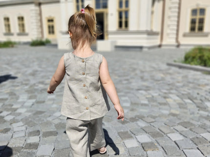 Compleu fete din in - Bebeboo - Totul pentru copii. Jucării, Hăinuțe, Perne, Mobilier, Textile