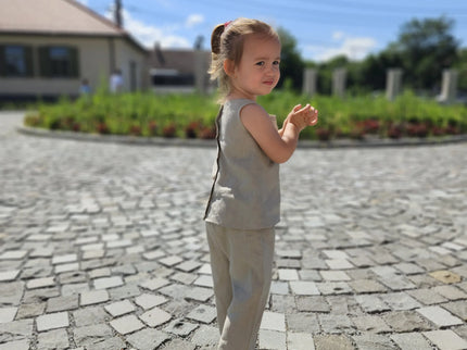 Compleu fete din in - Bebeboo - Totul pentru copii. Jucării, Hăinuțe, Perne, Mobilier, Textile