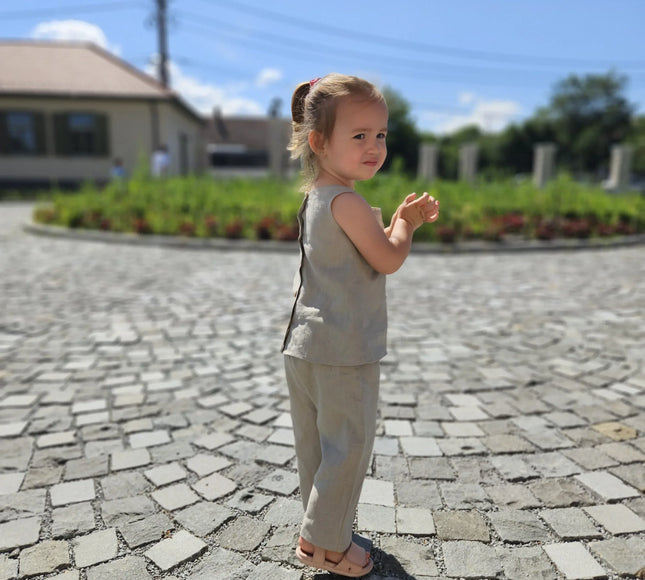 Compleu fete din in - Bebeboo - Totul pentru copii. Jucării, Hăinuțe, Perne, Mobilier, Textile