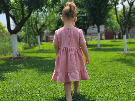 Rochita roz fetite muselina - Bebeboo - Totul pentru copii. Jucării, Hăinuțe, Perne, Mobilier, Textile