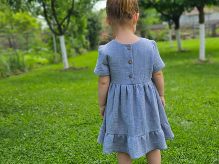 Rochita albastra fetite muselina - Bebeboo - Totul pentru copii. Jucării, Hăinuțe, Perne, Mobilier, Textile