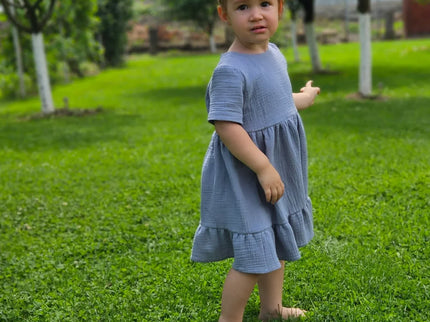 Rochita albastra fetite muselina - Bebeboo - Totul pentru copii. Jucării, Hăinuțe, Perne, Mobilier, Textile