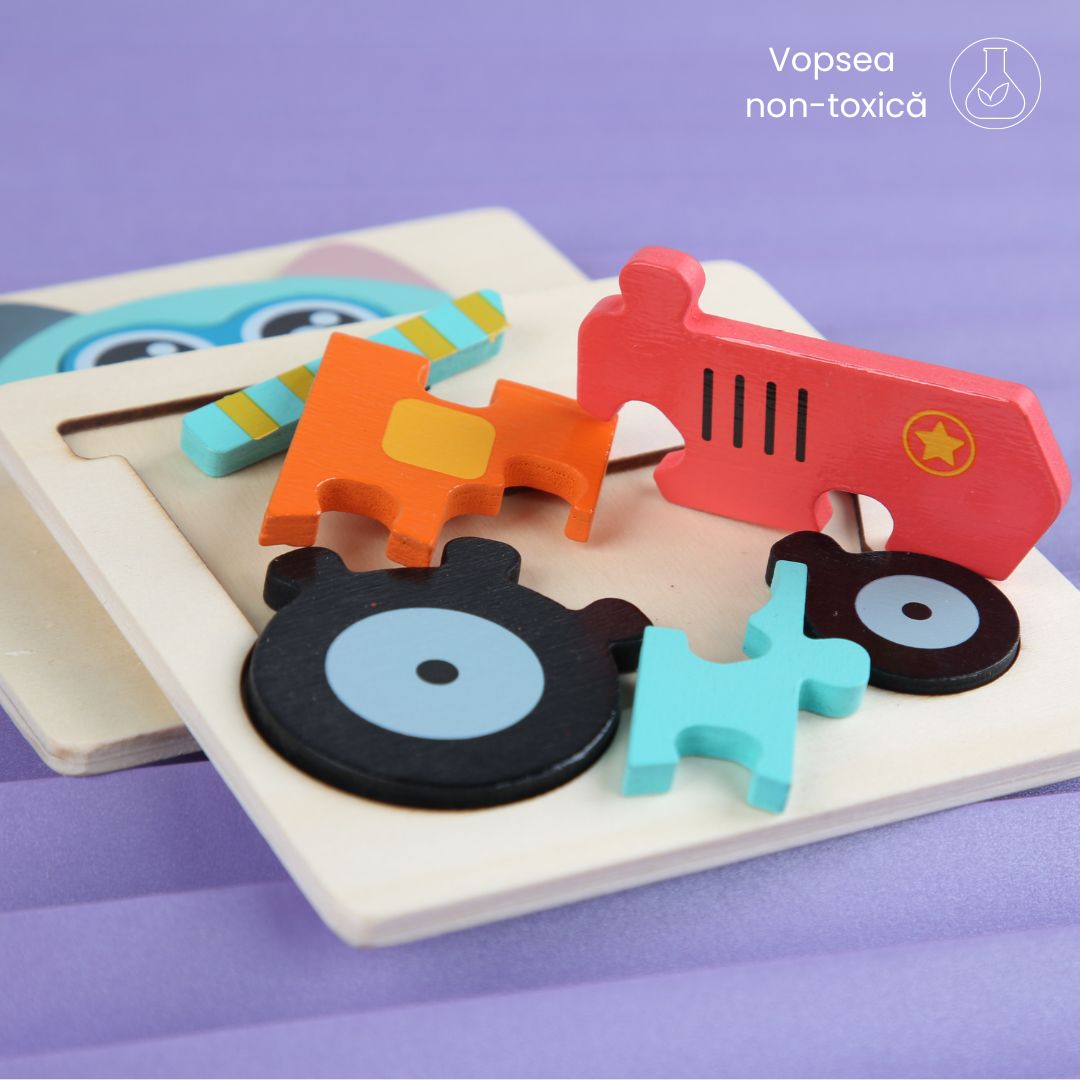 Puzzle Educaționale din lemn – Forme și Animale