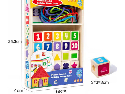 Joc educativ din lemn, 25 de cuburi numerotate și 10 carduri, 1.5 ani+ - Bebeboo - Totul pentru copii. Jucării, Hăinuțe, Perne, Mobilier, Textile