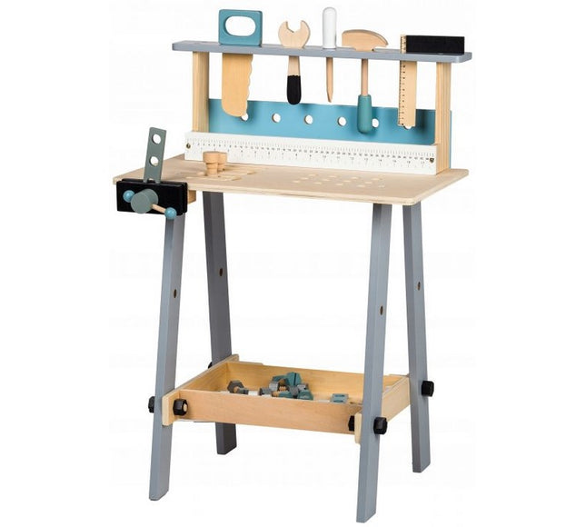 Banc de lucru cu unelte din lemn cu 32 de elemente Ecotoys 1172