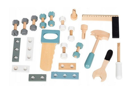 Banc de lucru cu unelte din lemn cu 32 de elemente Ecotoys 1172