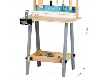 Banc de lucru cu unelte din lemn cu 32 de elemente Ecotoys 1172